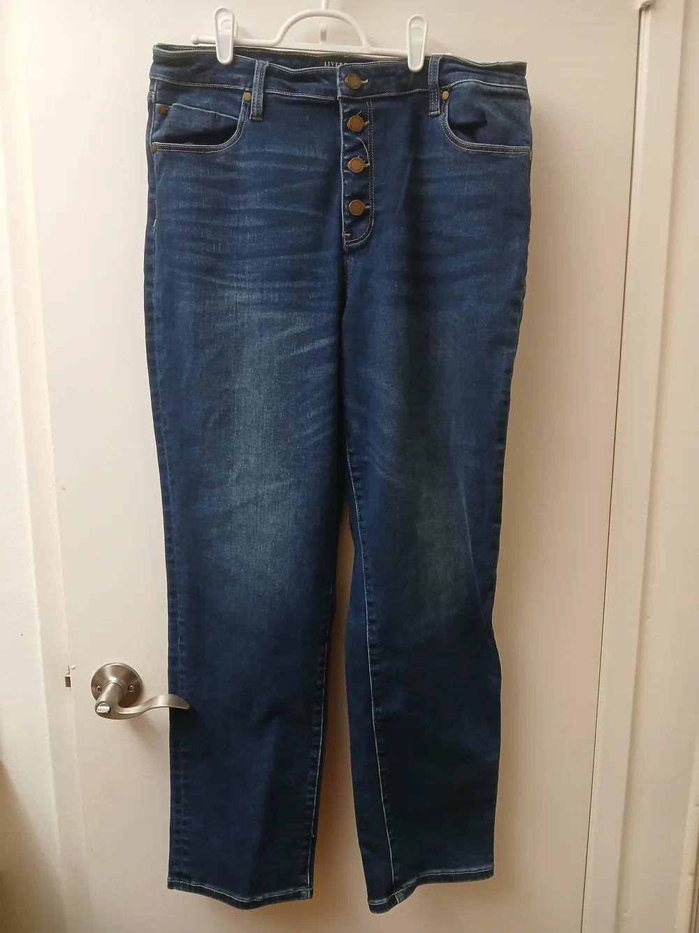 Liverpool Women's High-Rise Dark Blue Button-Fly Jeans